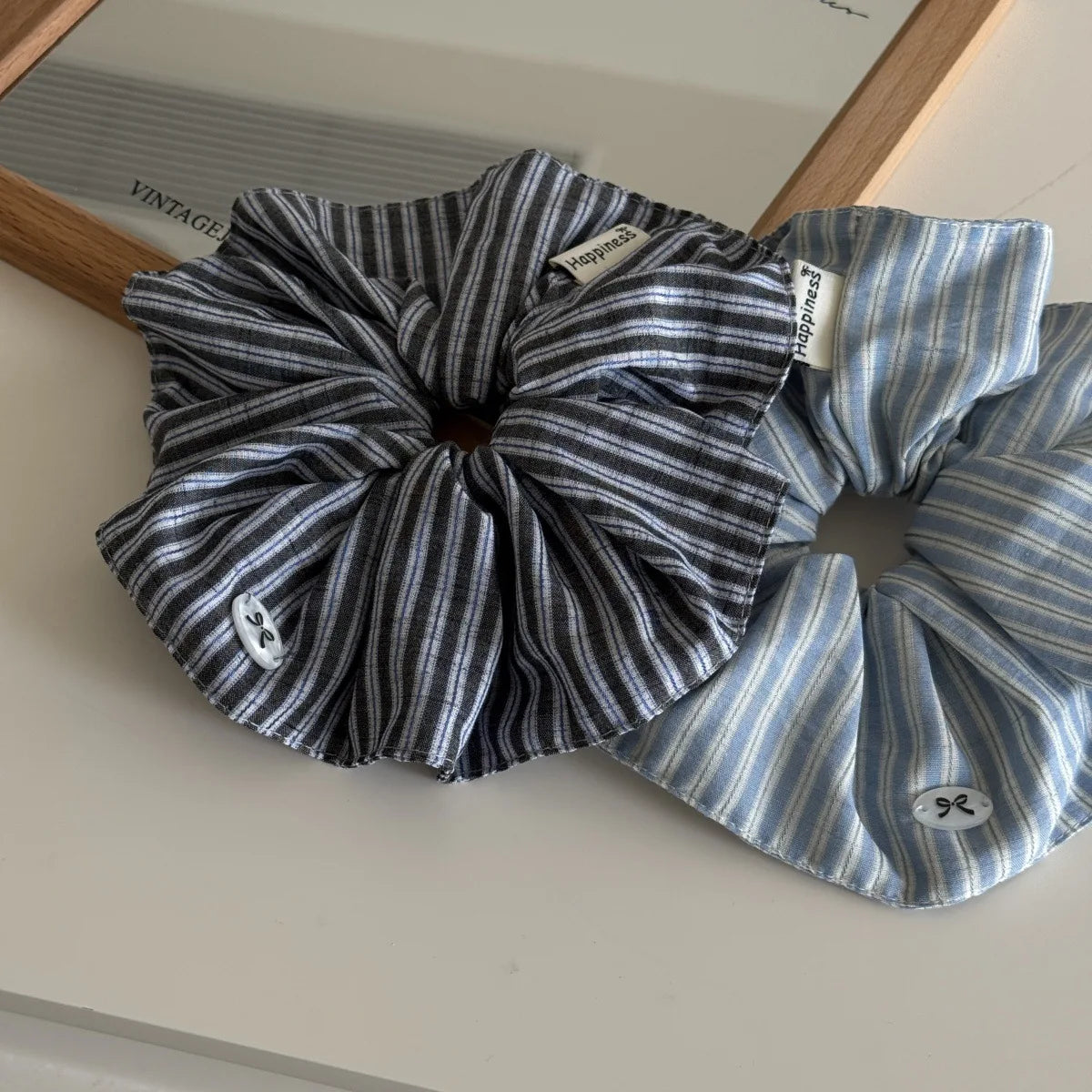 Fashion Blue Stripes Scrunchie Elastic