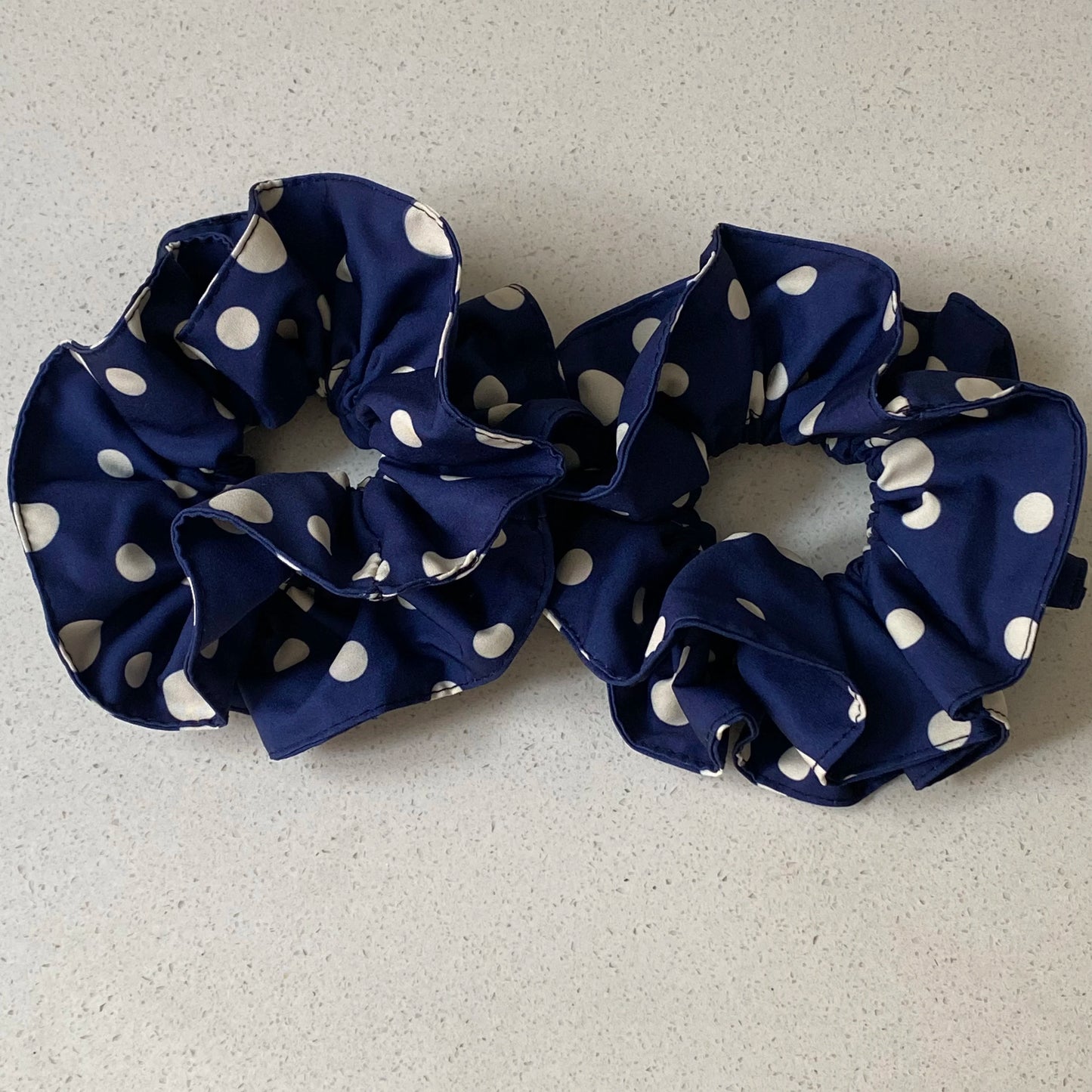Navy Blue Polka Dot Hair Scrunchies Set, Elegant And Retro Hair