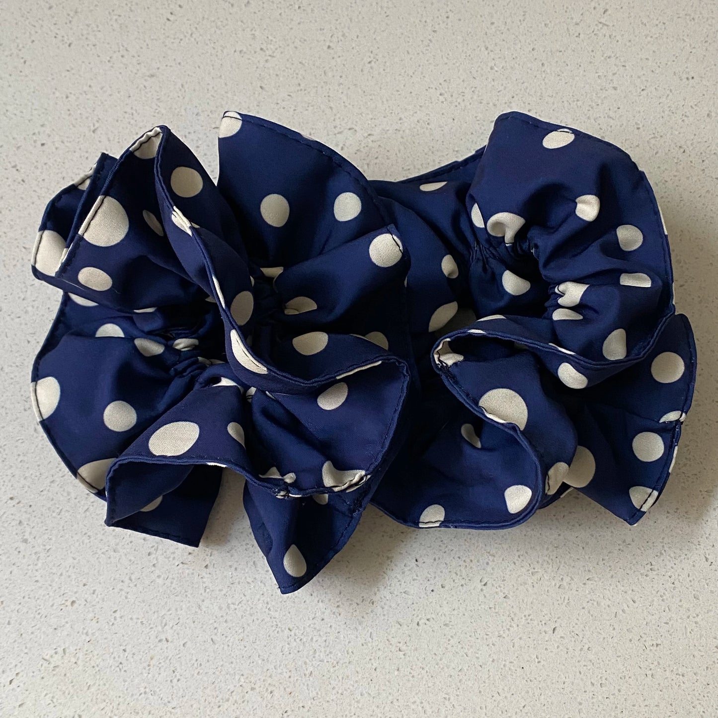 Navy Blue Polka Dot Hair Scrunchies Set, Elegant And Retro Hair