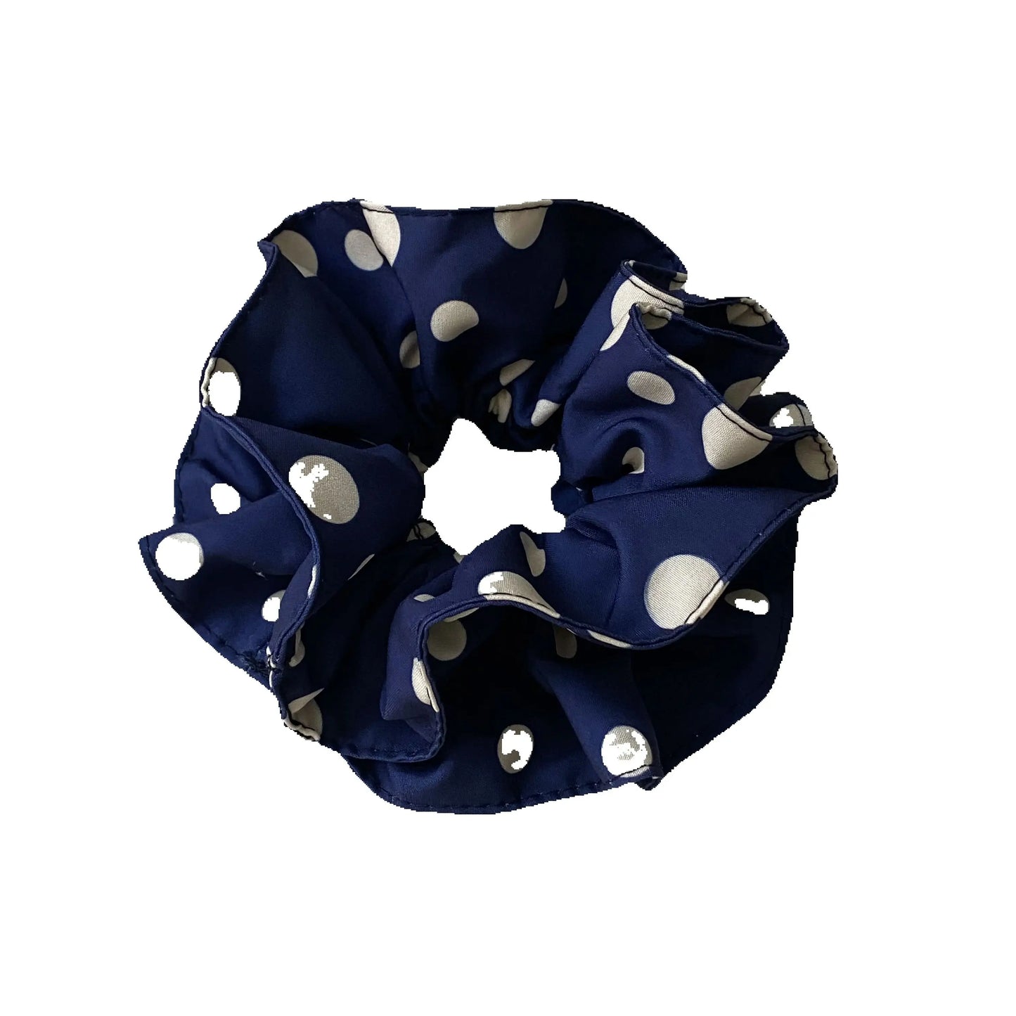 Navy Blue Polka Dot Hair Scrunchies Set, Elegant And Retro Hair